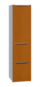 DOMINOU 431 úložná skříň 3-boxová, 1817x450x400 mm, korpus bílý, dvířka třešeň šumavská